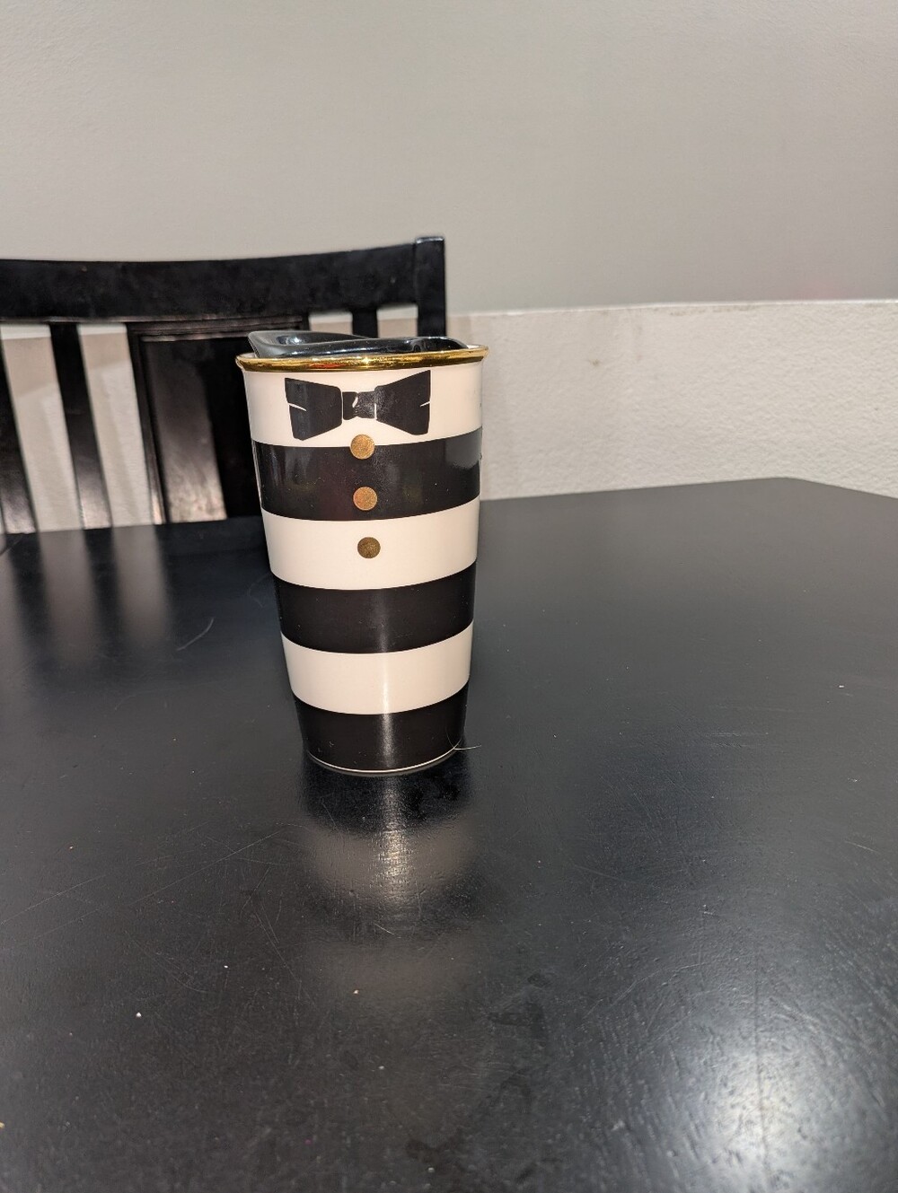 Starbucks Alice Olivia 12 oz Tuxedo Ceramic Traveler Tumbler with Lid (2013)